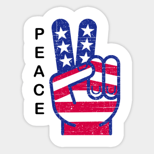 PATRIOTIC PEACE SIGN RED WHITE AND BLUE RETRO (word: PEACE) Sticker